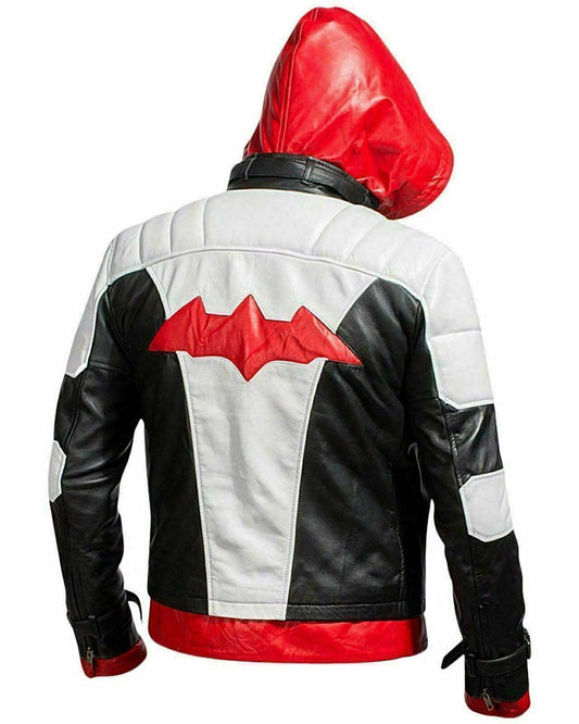 Powerful Red Hood Leather Jacket & Vest - Inspired by Batman Arkham Knight Game Costume - Button Stitched