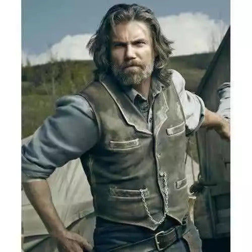 Men’s Cullen Bohannon Leather Vest – Real Western Cowboy Outfit from Hell on Wheels | Vintage Brown Biker Vest for Men