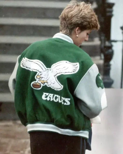 Elegant Princess Diana Eagles Varsity Jacket: A Majestic Choice