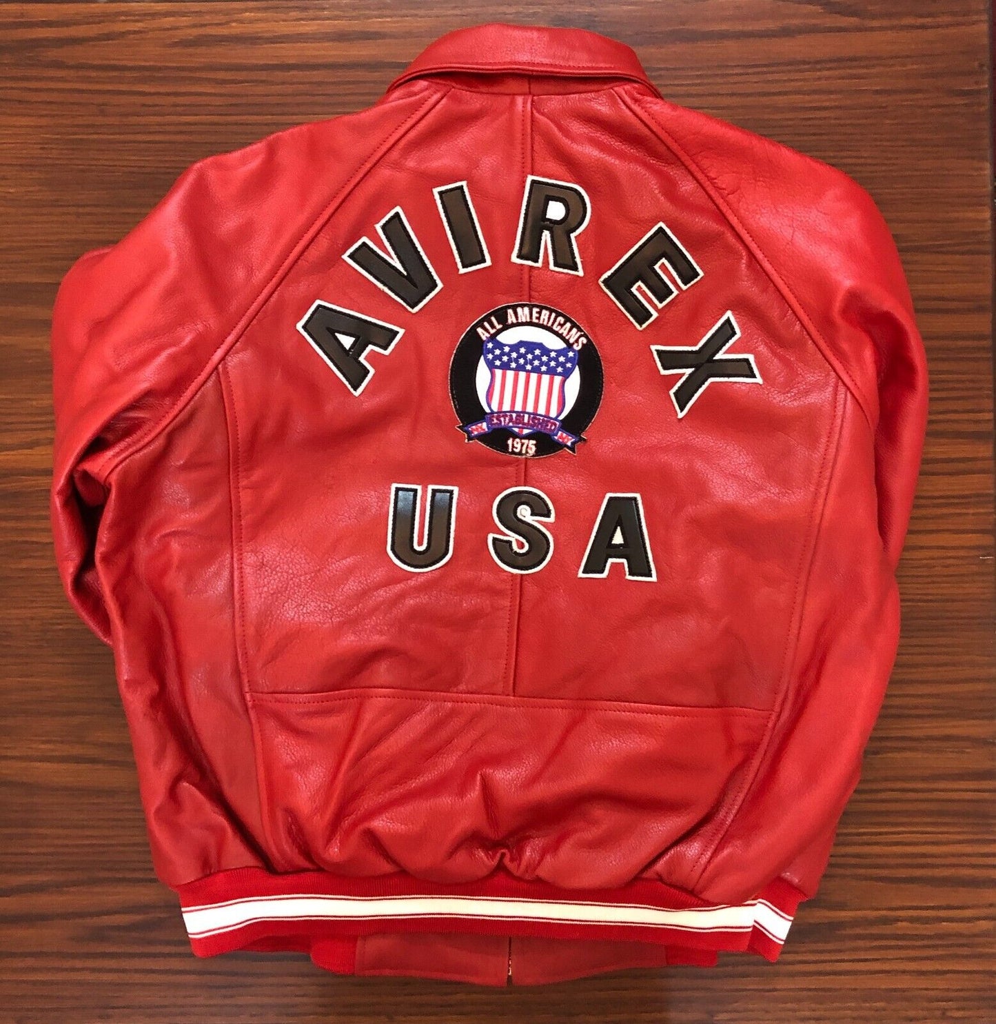 Premium Replica Red Flight Jacket: Men's Avirex-Inspired Leather Bomber - Button Stitched
