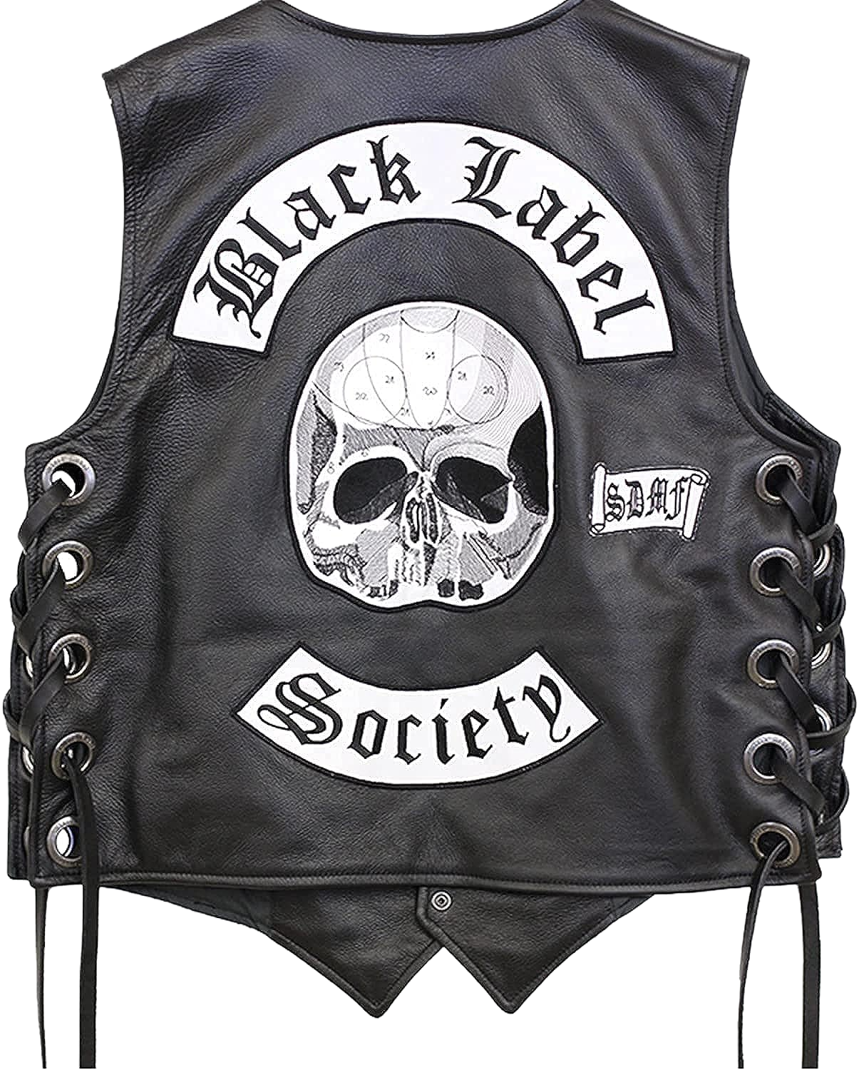Black Label Society Leather Moto Vest - Button Stitched