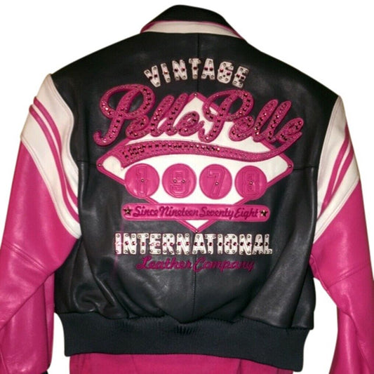 Bold Vintage Pelle Pelle Pink Stylish Moto Leather Jacket for Men, Available in 7 Sizes! - Button Stitched