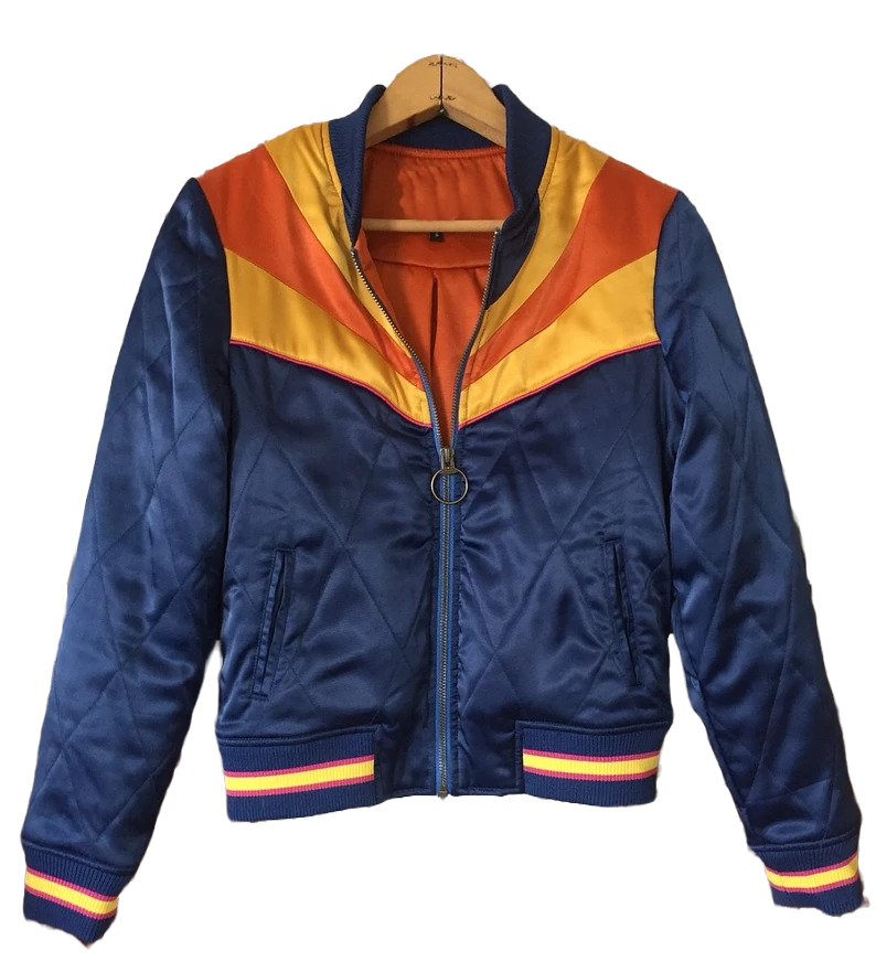 Rising Sun Navy Blue Quilted 70s Style Bomber Jacket