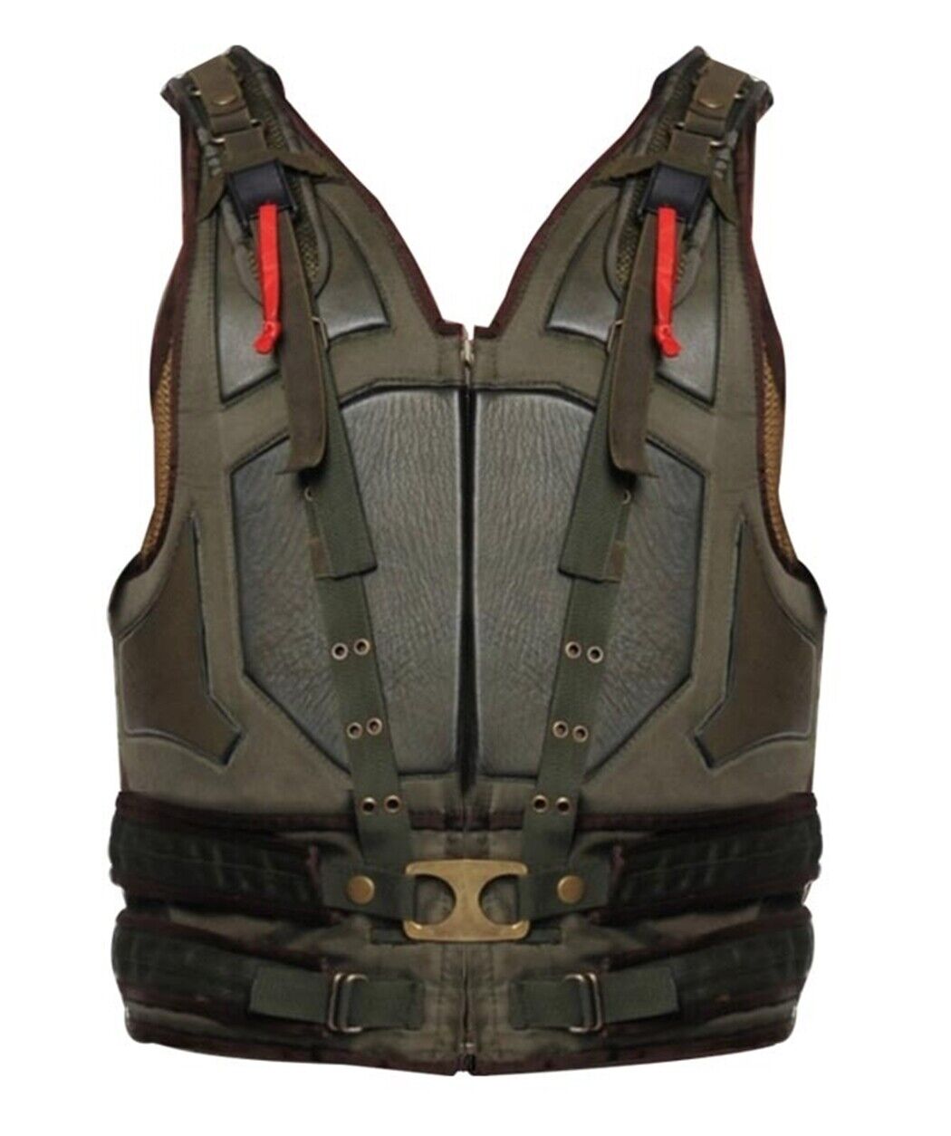 The exceptional Dark Knight Rises Tom Hardy Military Green Leather Bane Vest - a stylish vest for men. - Button Stitched