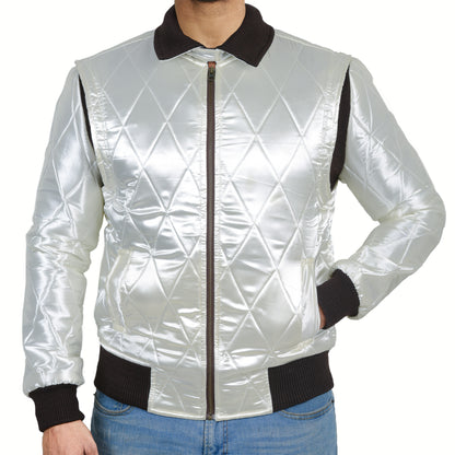 Men's Bold Scorpion Drive Bomber Jacket in Satin: Ignite Your Style with a Daring Edge