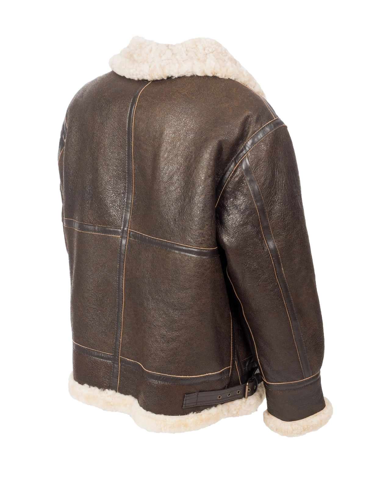 Premium RAF Pilot Genuine Shearling Brown Leather Jacket | Men's Bomber Jacket - Button Stitched