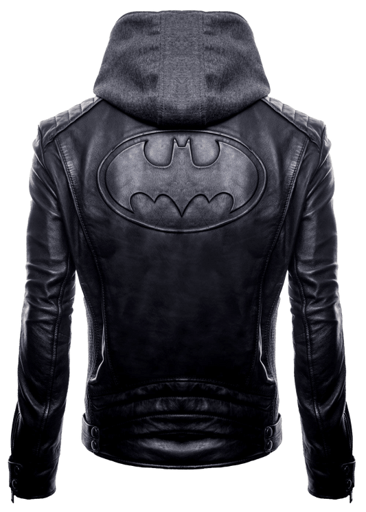 Batman Arkham Knight | Men's Black Hoodie Leather Jacket | Mens Leather Jacket