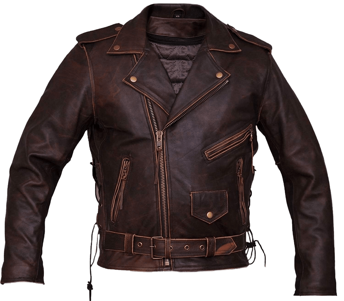 Men's Classic Brando Brown Jacket | Mens Brown Leather Jacket - Button Stitched