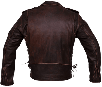 Men's Classic Brando Brown Jacket | Mens Brown Leather Jacket - Button Stitched