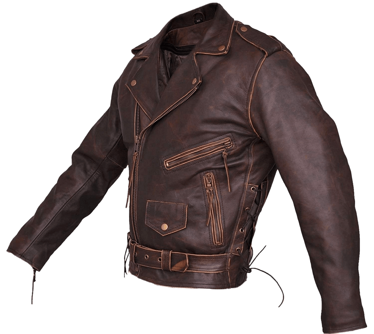 Men's Classic Brando Brown Jacket | Mens Brown Leather Jacket - Button Stitched