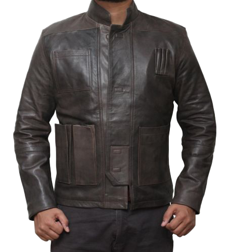 Harrison Ford Star Wars Han Solo the Force Awakens Leather Jacket | Harrison Ford Star Wars Leather Jacket - Button Stitched