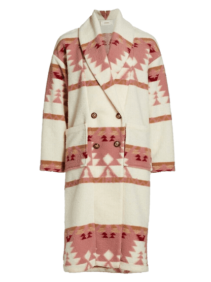 Women Kelly Reilly Yellowstone Beth Dutton Printed Long Coat | Womens Printed Long Coat - Button Stitched