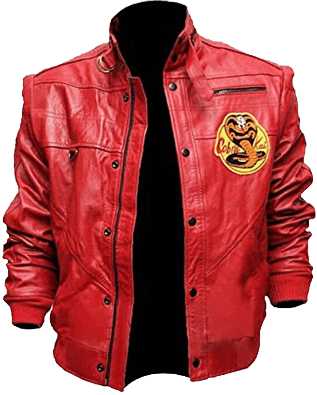 Johnny Lawrence's Red Leather Motorcycle Jacket - Cobra Kai Edition | Stylish Red Bomber Leather Jacket - Button Stitched