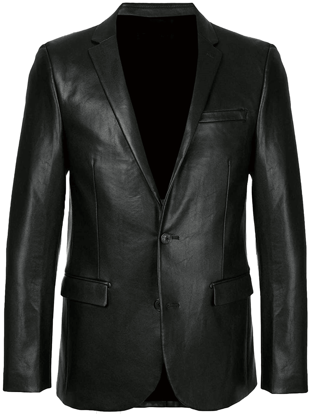 Mens Blazer Coat Real Black Lambskin Leather Jacket | Mens Leather Blazer Jacket - Button Stitched