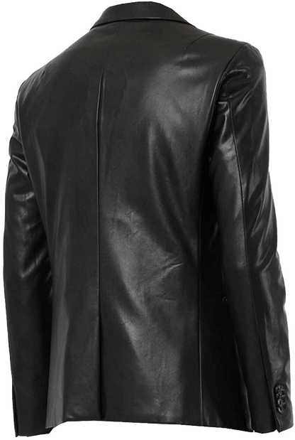 Mens Blazer Coat Real Black Lambskin Leather Jacket | Mens Leather Blazer Jacket - Button Stitched