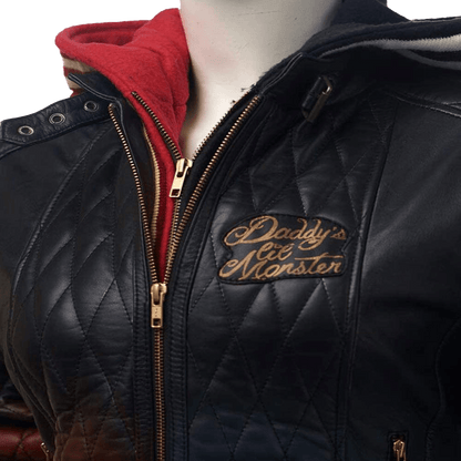 Womens Lil Monster Quilted Bomber Leather Jacket | Womens Bomber Leather Jacket - Button Stitched