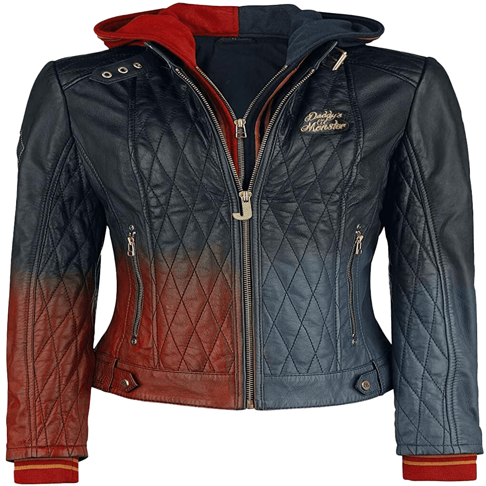 Womens Lil Monster Quilted Bomber Leather Jacket | Womens Bomber Leather Jacket - Button Stitched