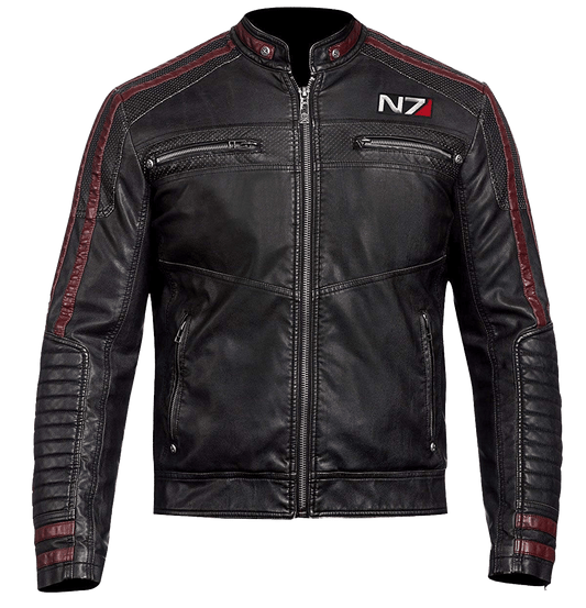 Men’s N7 Street Fighter Leather Jacket | Mens Black Commander N7 Leather Jacket - Button Stitched