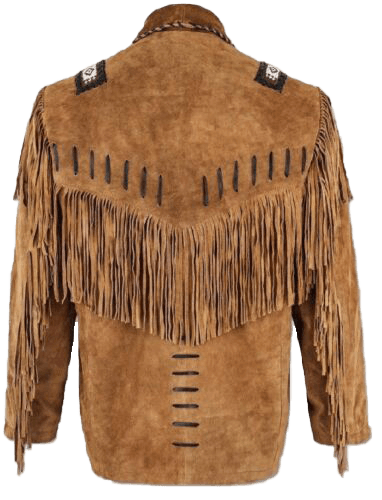Men Hunter Style Native American Western Cowboy Leather Jacket Suede Fringe - Button Stitched