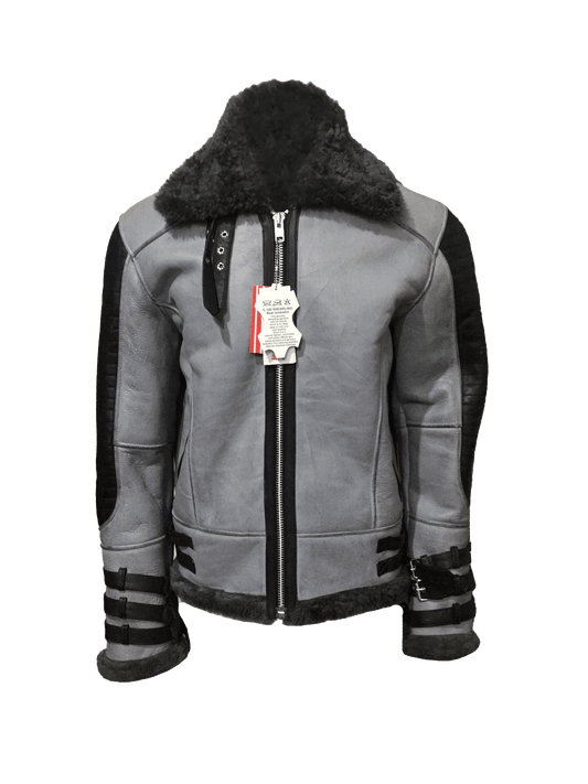 B3 GREY QUILTED STYLE SHEARLING JACKET