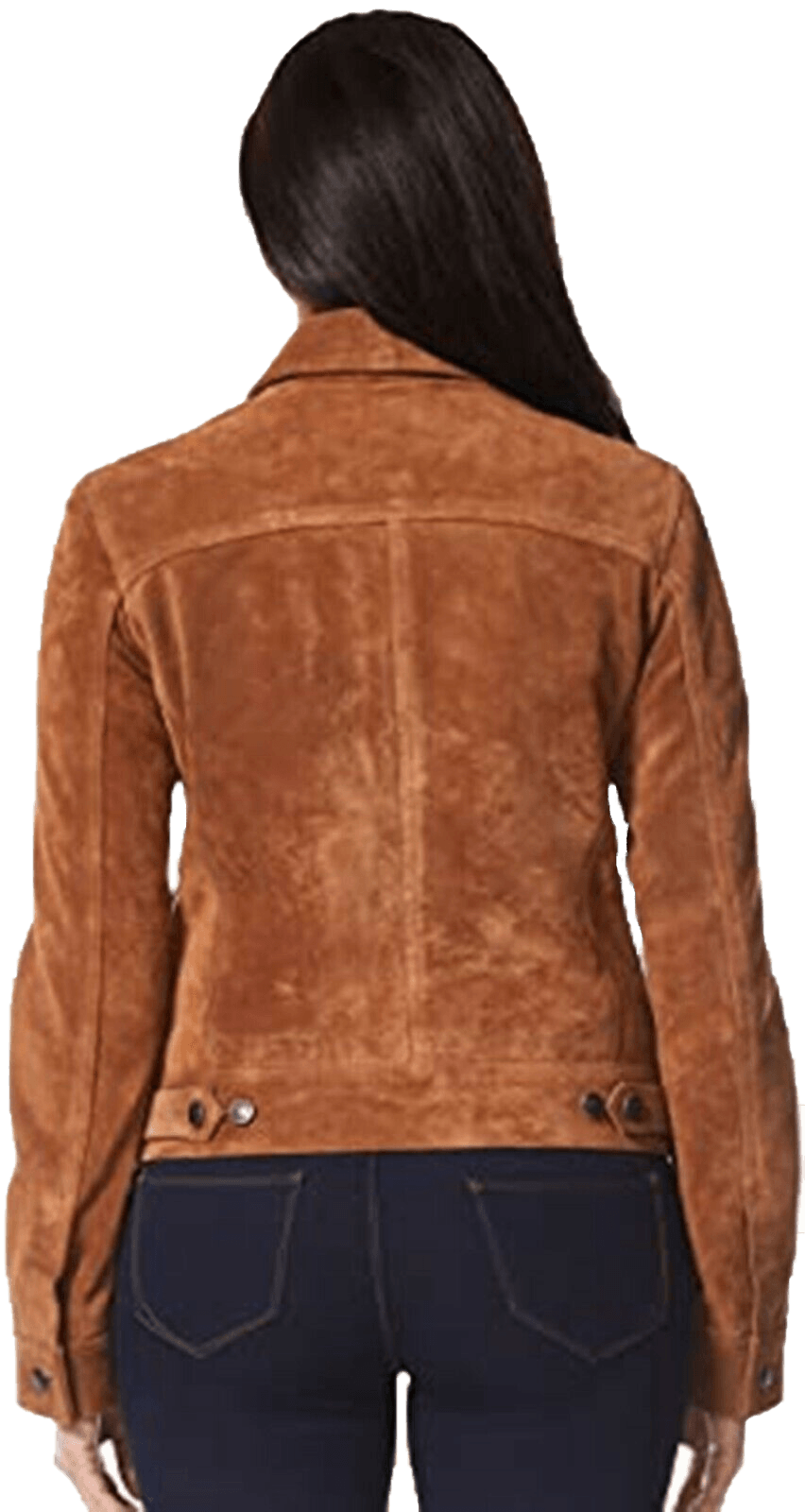 Women Trucker Real Leather Jacket Tan Suede Casual Fashion Shirt Jacket 1680 | Women Trucker Suede Leather Jacket - Button Stitched