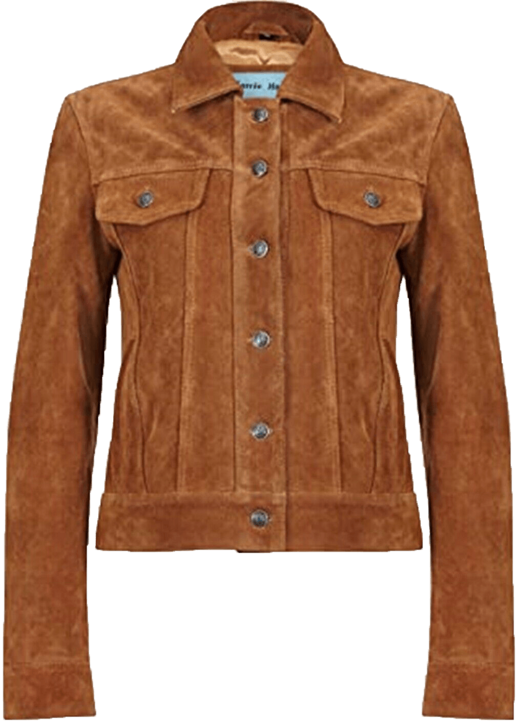 Women Trucker Real Leather Jacket Tan Suede Casual Fashion Shirt Jacket 1680 | Women Trucker Suede Leather Jacket - Button Stitched