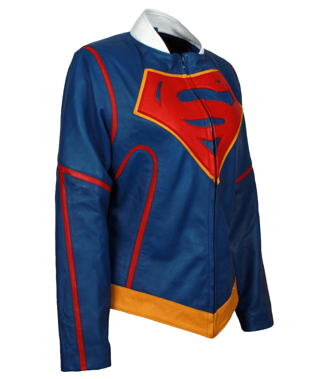 Super Girl Melissa Benoist Blue Leather Jacket | Women's Supergirl Web Series Jacket - Button Stitched