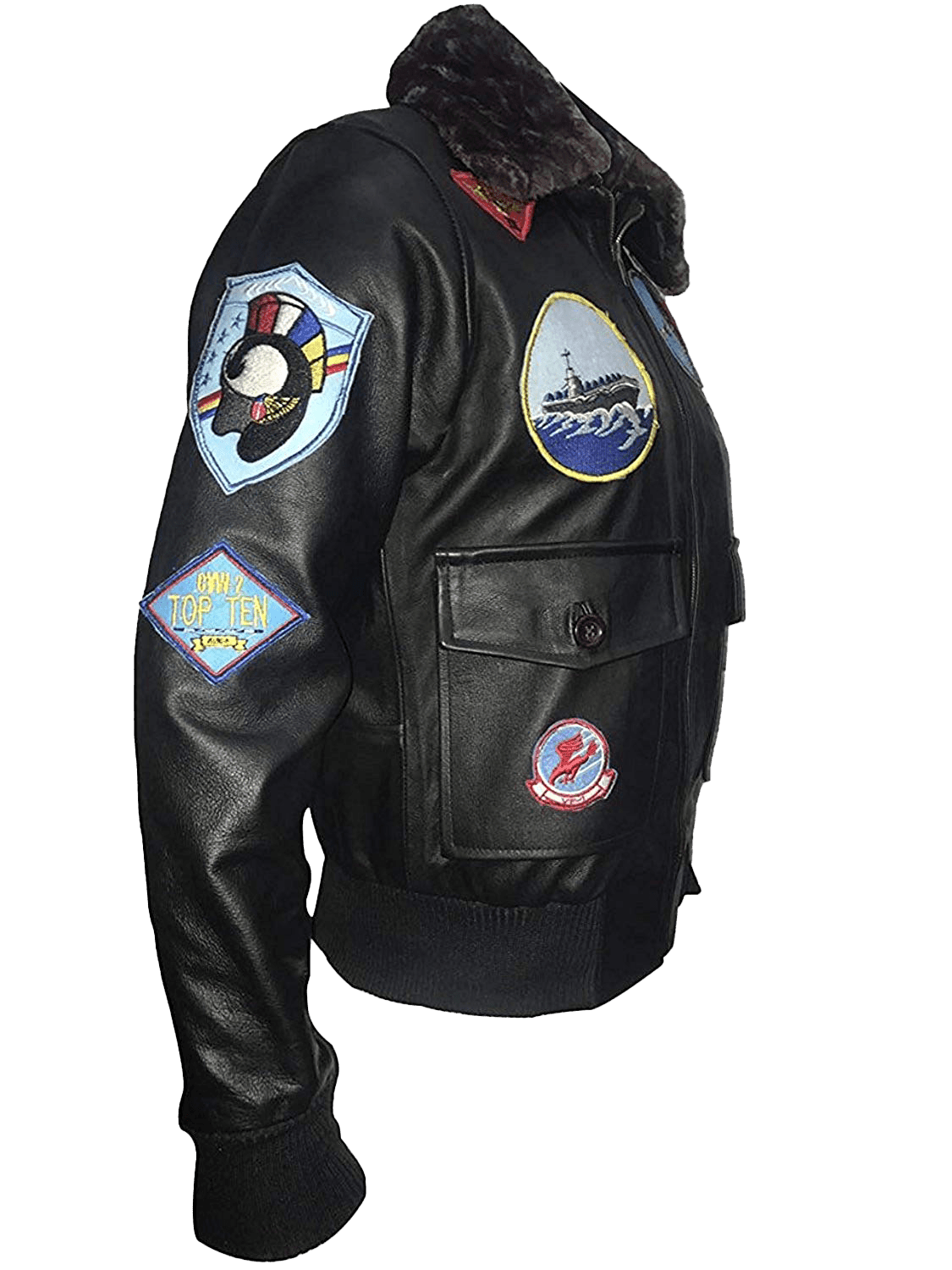 Top Gun Tom Cruise Maverick Black Bomber Leather Jacket