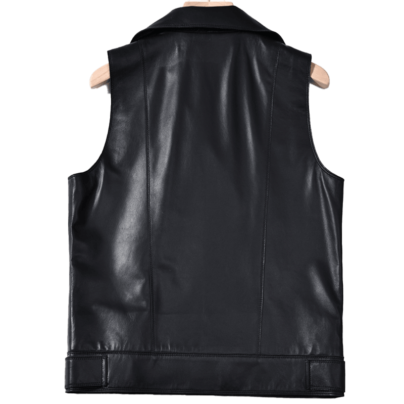 Women Asymmetrical Style Leather Vest | Womens Leather Vest - Button Stitched