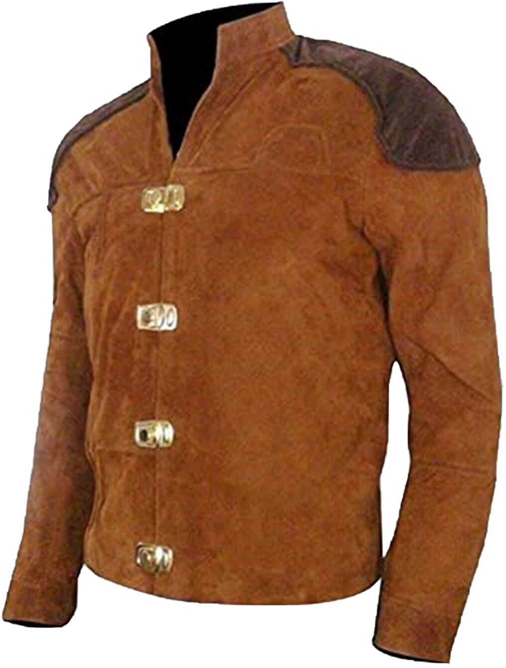 Men's Warriors Pilot star Battle Brown Real Suede Leather Jacket | Real Suede Leather Jacket - Button Stitched