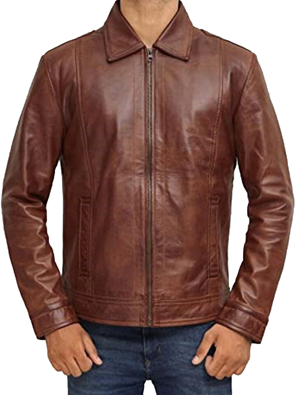 Mens Waxed Brown Leather Jacket Men Real Lambskin Leather Jacket | Mens Waxed Brown Lambskin Leather Jacket - Button Stitched