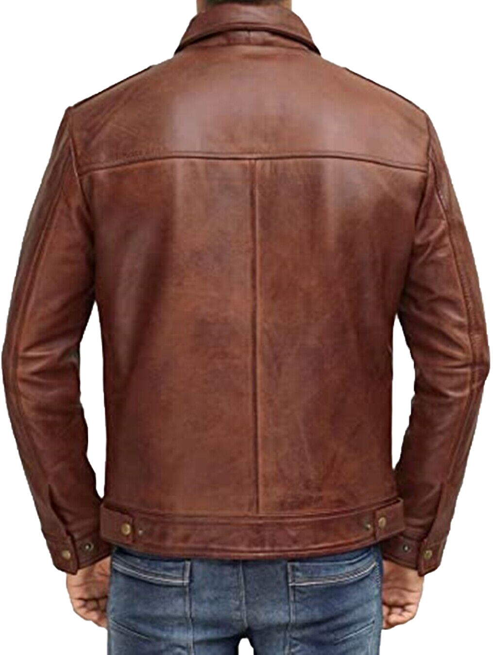 Mens Waxed Brown Leather Jacket Men Real Lambskin Leather Jacket | Mens Waxed Brown Lambskin Leather Jacket - Button Stitched